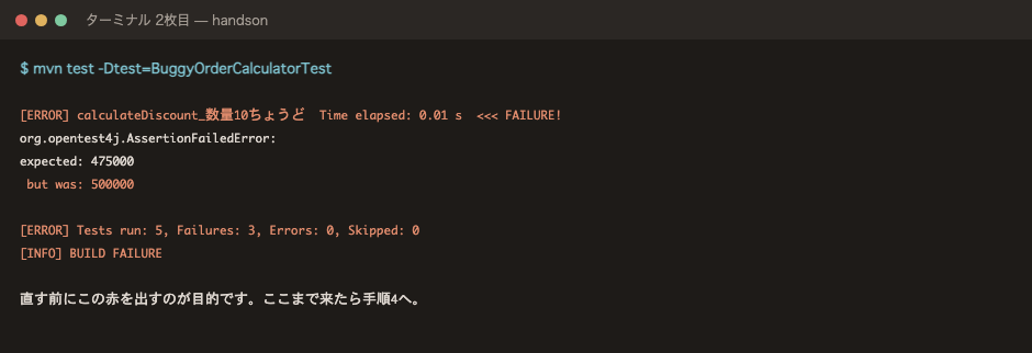 手順3。直す前にこの赤を出すのが目的です