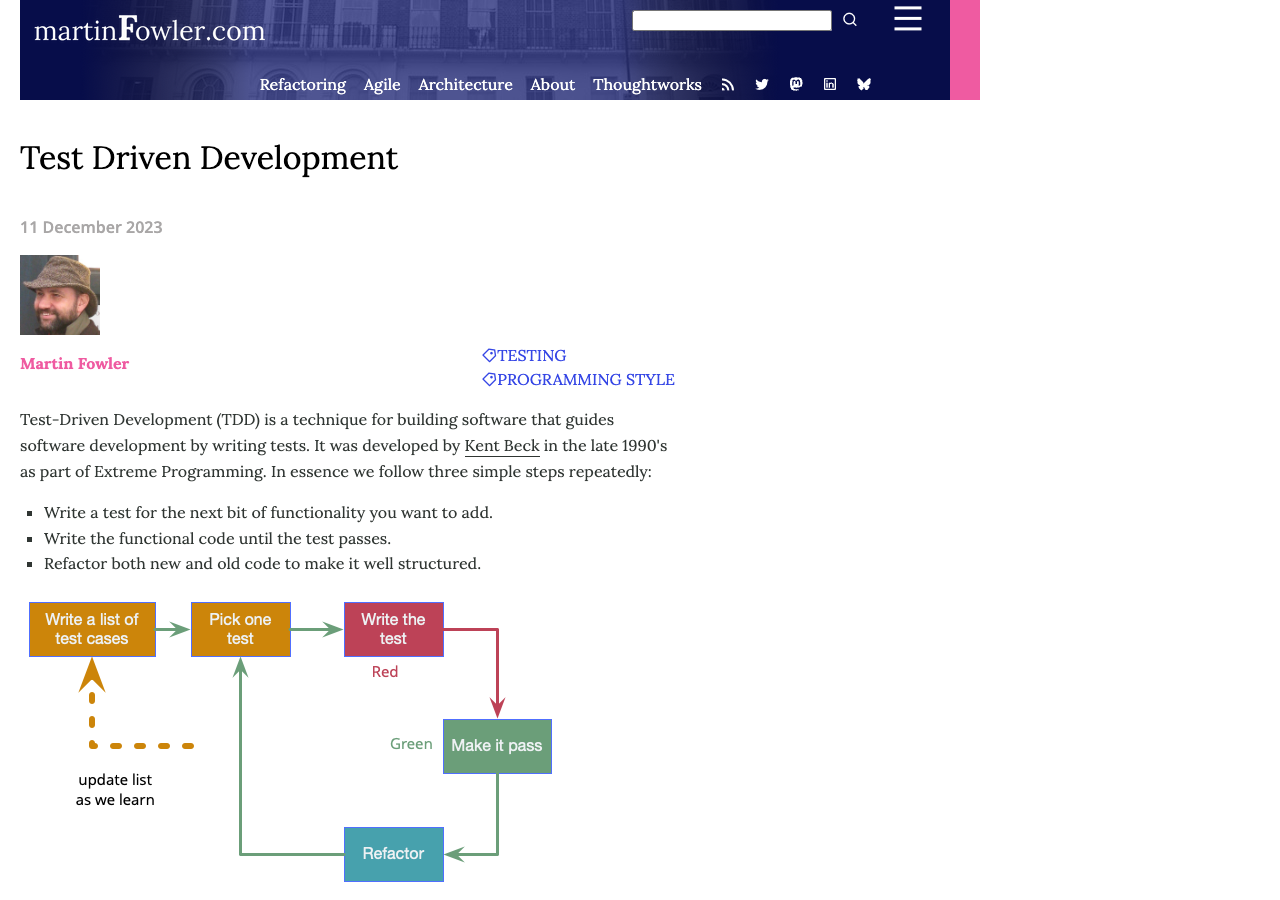 Martin Fowler の TDD 解説ページ